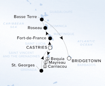 Itinerary for 9 nights from Castries to Bridgetown